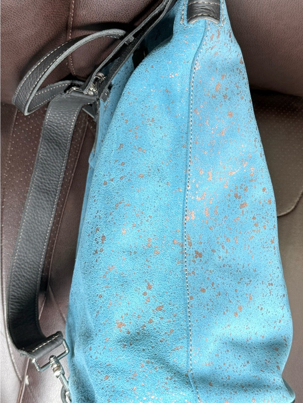 Consuela Nilo Sling Blue Bucket Leather Bag - Picture 10 of 14